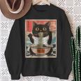 Retro Cat Ramen Japanese Graphic Kawaii Cat Anime Sweatshirt Gifts for Old Women