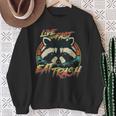Retro Raccoon Sweatshirt - Live Fast Eat Trash - Fun Unisex Style Gifts for Old Women