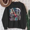 Three Raccoon Moon Sweatshirt - Whimsical Nighttime Design Gifts for Old Women