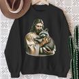 Vintage Jesus Hugging Raccoon Sweatshirt | Raccoon Lover Gift Gifts for Old Women