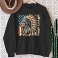 Vintage Native American Indian Chief American Usa Flag Sweatshirt Gifts for Old Women