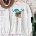 Hamsti Schlafi Schlafi Sad Hamster Schlafi Schlafi Blue Sweatshirt Geschenke für alte Frauen