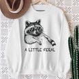A Little Feral Raccoon With Moon Animal Raccoon Trash Panda Sweatshirt Gifts for Old Women