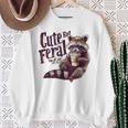 Raccoon Cute But Feral Vintage Raccoon Loves Coffee Sweatshirt Gifts for Old Women