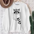 Raccoon Graphic Sweatshirt - Blue Cartoon Animal - Casual Crew Gifts for Old Women