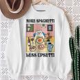 More Spaghetti Less Regretti Cat Eats Spaghetti Meme Sweatshirt Geschenke für alte Frauen