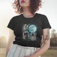 Raccoon Women's T-Shirt - Quirky Howling Moon Trio Design Gifts for Her