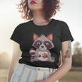 Women's T-Shirt - Raccoon With Cookie | Fun Graphic Cozy Fit Gifts for Her