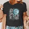 Raccoon Women's T-Shirt - Quirky Howling Moon Trio Design