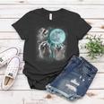 Raccoon Women's T-Shirt - Quirky Howling Moon Trio Design Unique Gifts