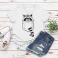 Raccoon Trash Panda Cartoon Women's T-Shirt - Casual Blue Short Sleeve Unique Gifts