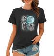 Raccoon Women's T-Shirt - Quirky Howling Moon Trio Design