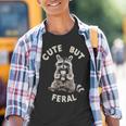 Cute Sarcastic Raccoon Youth T-Shirt - Feral Style Small Graphic