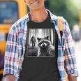 Raccoon & Bigfoot Selfie Graphic Youth T-Shirt - Fun Wildlife Theme