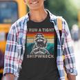 Raccoon Captain Youth T-Shirt - Vintage Shipwreck Graphic