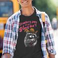 Raccoon Graphic Youth T-Shirt - Quirky Strawberry Theme