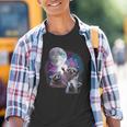Raccoon Moon Howling Youth T-Shirt | Fun Wildlife Design