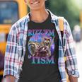 Rizz Em With The Tism Retro Raccoon Meme Graphic Youth T-Shirt