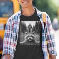 Scared Raccoon Selfie With Sasquatch Bigfoot Raccoon Graphic Youth T-Shirt