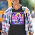 Vaporwave Raccoon Youth T-Shirt - Retro Synthwave Design