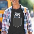 Youth T-Shirt with Cute Raccoon Pocket Graphic | Fun Wildlife Tee