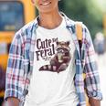 Cute Raccoon Graphic Youth T-Shirt - Feral Charm & Coffee Fun