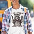 Raccoon Unhinged And Feral Retro Raccoon Feral Summer Graphic Youth T-Shirt