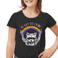 Raccoon LGBTQ Youth T-Shirt - Be Gay Do Crime Rainbow Design