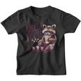Youth T-Shirt with Groovy Dumpster Fire Raccoon Graphic