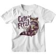 Cute Raccoon Graphic Youth T-Shirt - Feral Charm & Coffee Fun