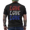 American Flag Love Positive Message Hearts Love America Hope Men's Back Print T-Shirt