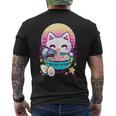 Anime Cat Eating Ramen Japanese Ramen Cat Japan Men's T-shirt Back Print