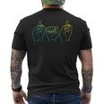 ASL American Sign Language Deaf Dad Hand Gesture Fathers Day Men's Back Print T-Shirt