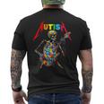 Autism Skeleton Guitar Player Rock Music Autism Awareness Men's T-shirt Back Print