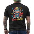 Autism Is My Super Power Superhero Autism Awareness Boys Men's T-shirt Back Print
