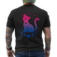 Bisexual Astrology Cat Colours Of Bi Pride Flag T-Shirt mit Rückendruck