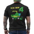 Children's Birthday Ich Bin 4 Jahre Landwirt Combine Harvester T-Shirt mit Rückendruck