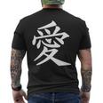 Chinese Sign Love Peace Symbol Chest Pocket T-Shirt mit Rückendruck