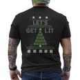 Christmas Let's Get Lit Tree Knit Ugly Sweater Men's Back Print T-Shirt