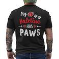 Cute Hearts Dog Cat Puppy Owner My Valentine Has Paws Men's Back Print T-Shirt