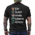 Eat Sleep Anime Gaming Repeat Camiseta Hombre Estampado Espalda