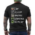 Eat Sleep Anime Gaming Repeat Japan Kawaii Manga Anime Men's T-shirt Back Print