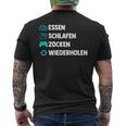 Essen Schlafen Zocken Wiederholen Gaming Zocker T-Shirt mit Rückendruck