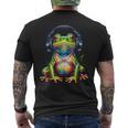 Frog Headphones Colourful Animal Print T-Shirt mit Rückendruck