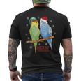 Frohe Weihnachten Budgies Birds T-Shirt mit Rückendruck