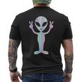 Alien Peace Sign Smiling Face Rave Music Trippy T-Shirt mit Rückendruck