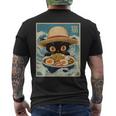 Graphic Cat Ramen Noodles Japanese Kawaii Anime Men's T-shirt Back Print