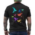 Origami Birds Pleated Kirigami Paper Crane Bird T-Shirt mit Rückendruck