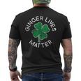 Ginger Lives Matter Lucky Clover St Patrick's Day Distress Men's Back Print T-Shirt