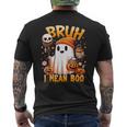 Halloween Bruh Ghost Boo Skull Pumpkin Trick Or Treat Candy Men's Back Print T-Shirt